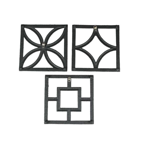 Set of 3 Cast Iron Breeze Block Trivets Kitchen Counter Home Decor Wall Art - Picture 3 of 5